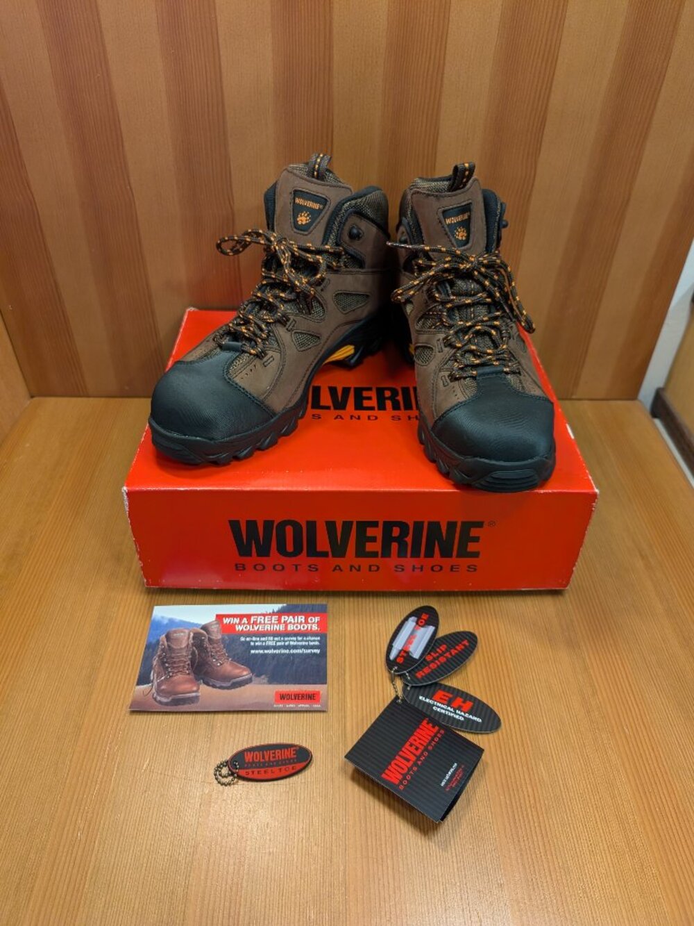 Wolverine Hudson ST EH Steel Toe Work Boots Mens Size 11.5 Brown Leather - LNUC